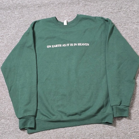 Jerzees‎ Nublend Sweatshirt Crew Neck Pullover Graphic Print Top Large - Picture 1 of 3